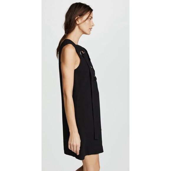 English Factory Lace Up Front Dress Black Sleeveless Dress Shift Classic Size M - Picture 4 of 14